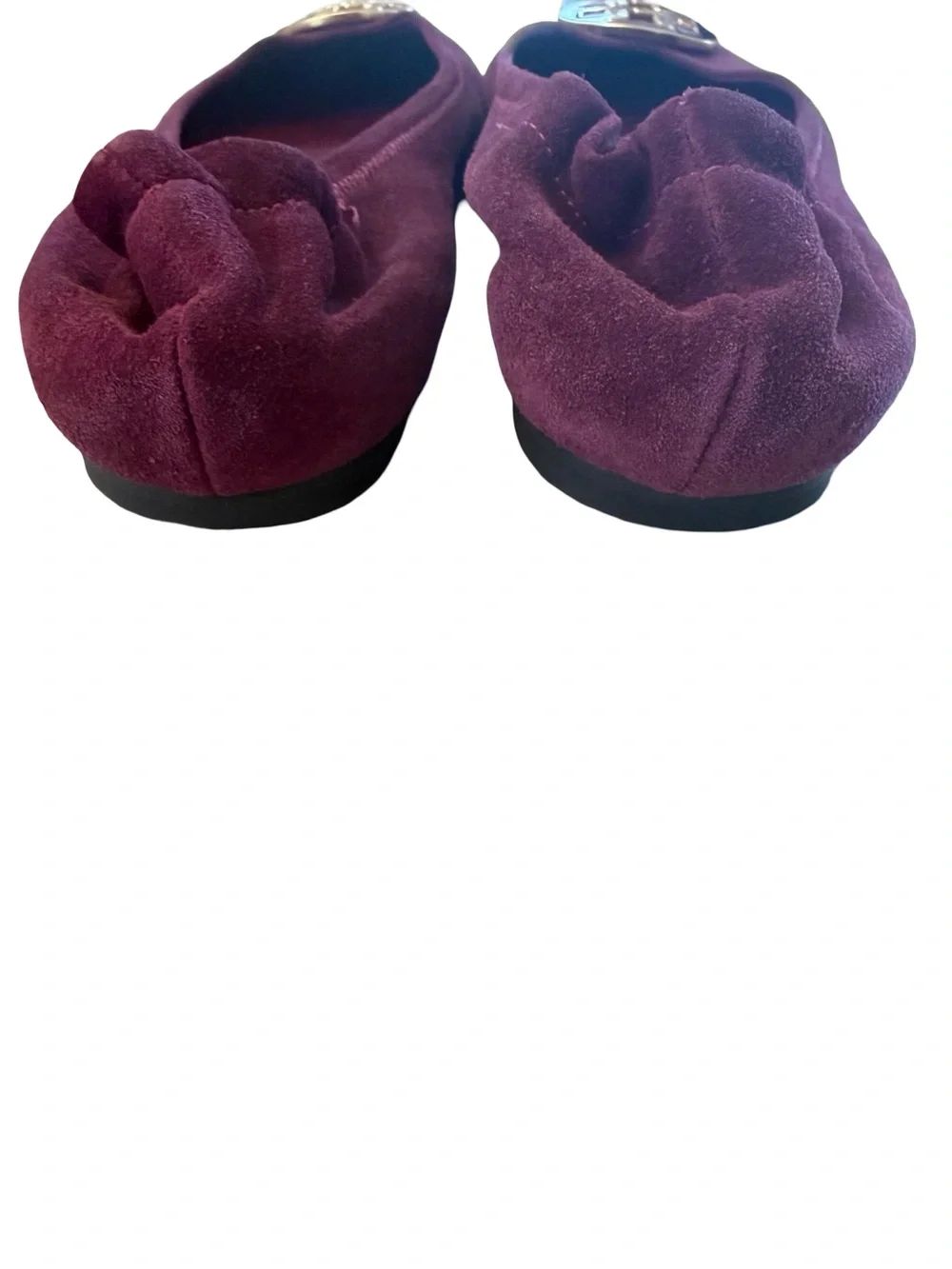 Tory Burch Plum Suede Logo Ballet Flats Sz 7.5